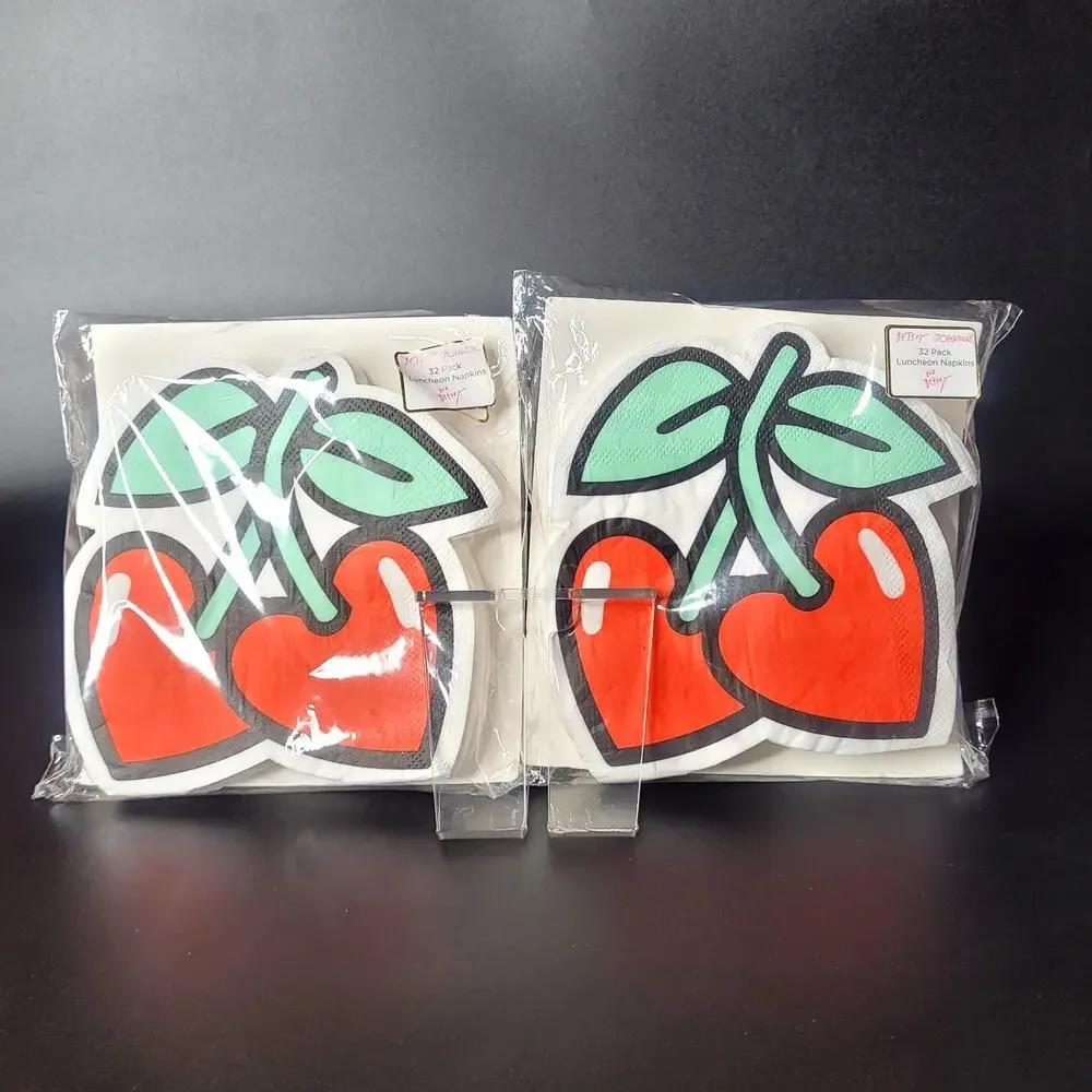Betsey Johnson Big‎ Red Heart Cherry Luncheon Napkins 2 Packs Of 32 NIP